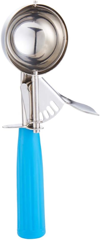 Saebye Portion Scoop - #8 (4 oz) - Disher, Large Ice Cream Scoop with Trigger, Cookie Scoop, Food Scoop, Muffin Scoop - Portion Control - 18/8 Stainless Steel, Grey Handle