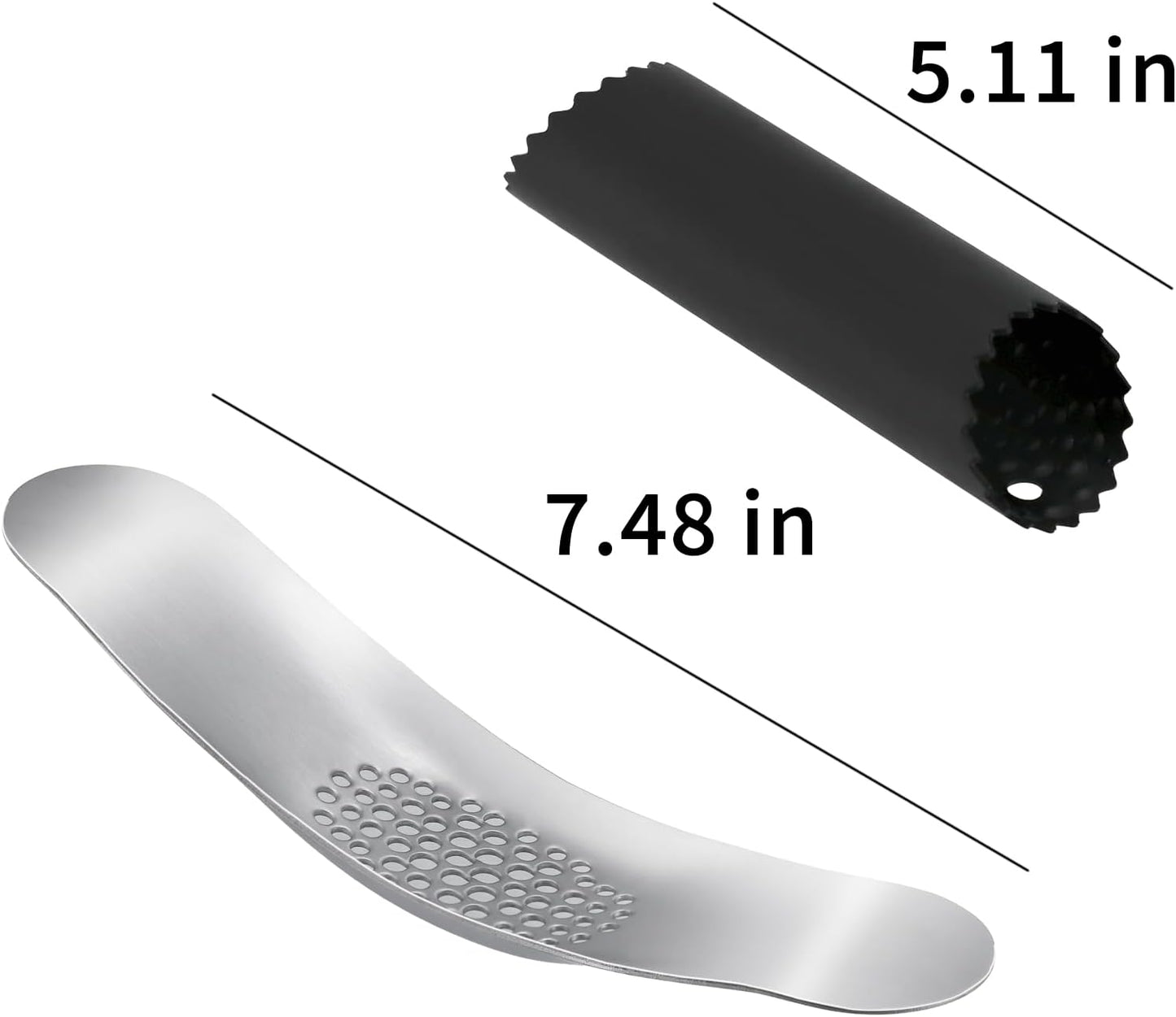 Garlic Press 430 Stainless Steel Garlic Rocker Mincer Bonus Food Grade with Silicone Peeler Garlic (Black)