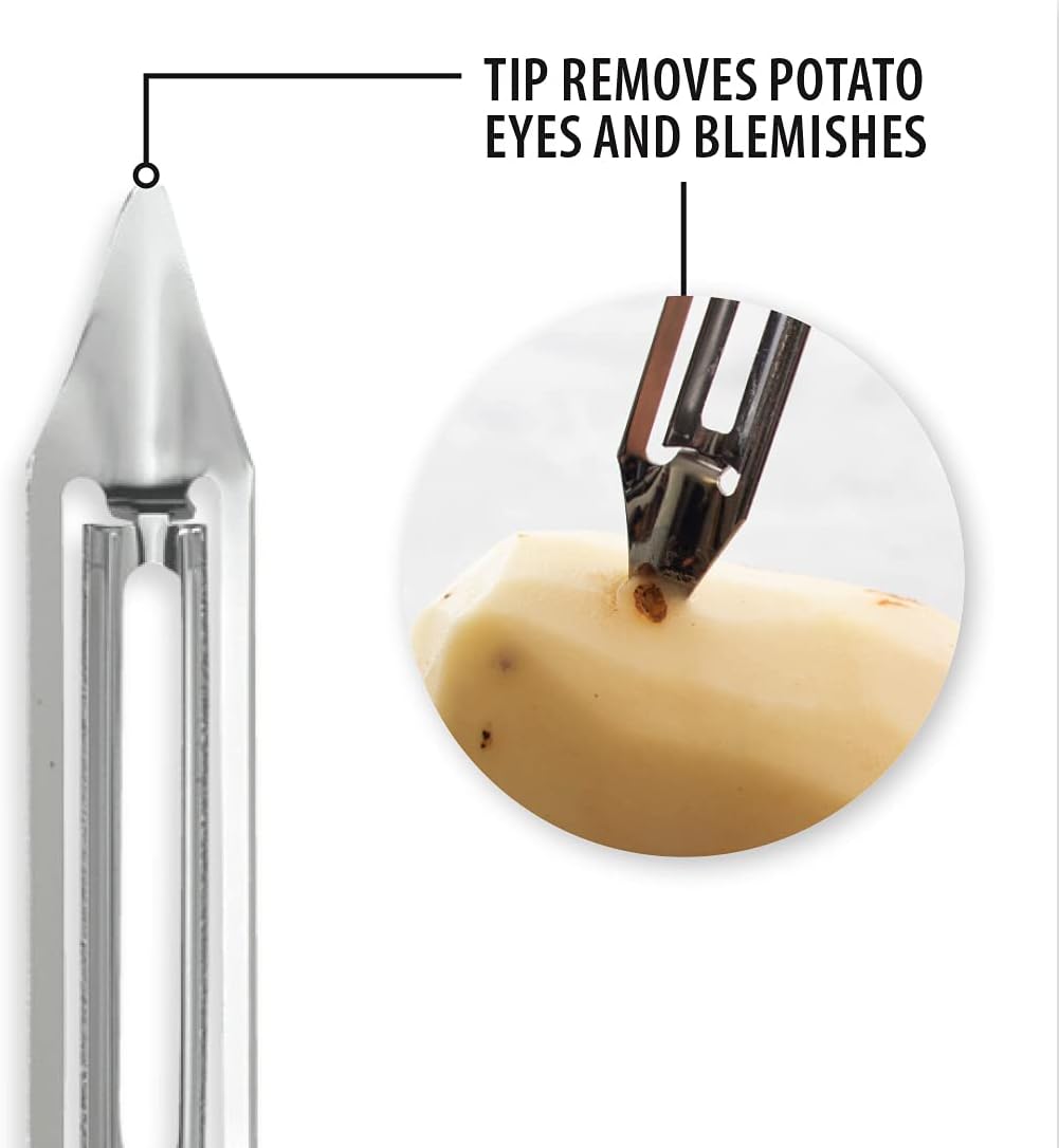 Rada Cutlery Vegetable Peeler (W232), 1.75" Stainless Steel Swiveling Blade, Black Handle