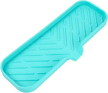 MicoYang Silicone Soap Dish with Drain Spout, Self-Draining Sink Organizer Tray for Bathroom and Kitchen, Sponges, Dispensers and Soap Holder, Non-Slip and Dishwasher Safe, Black (Compact, 4.9"×3.2")