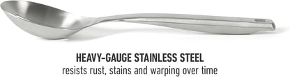 Calphalon Prime Slotted Spoon Skimmer, Stainless Steel Slotted Spoon, Straining Spoon with Navy Silicone Head, Heat-Resistant Nonstick-Safe Kitchen Tool