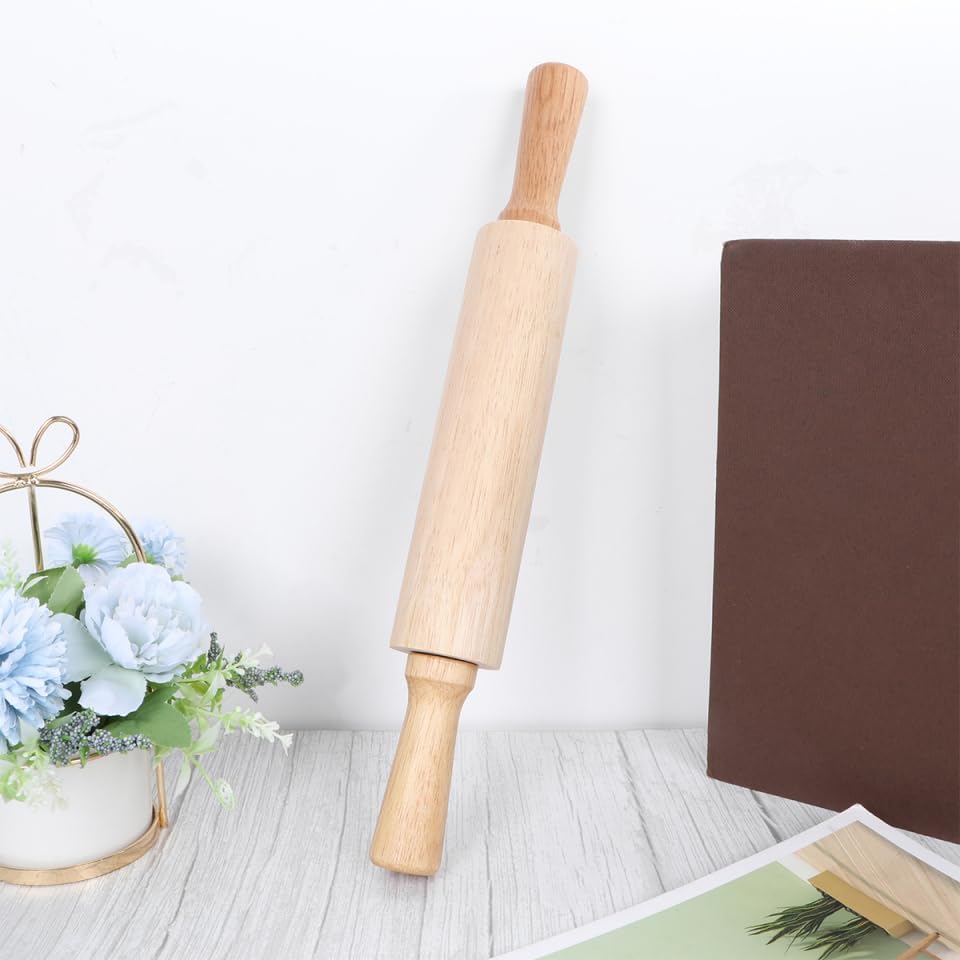 PRETYZOOM Wooden Rolling Pin 10.82In Dough Pastry Roller for Fondant Cake Noodle Baking Kitchen Supplies Small Size for Home and Professional Use