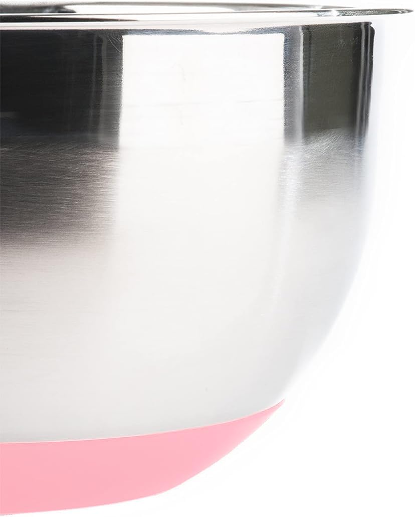 Stainless Steel Mixing Bowls with Lids and Non Slip Bases (Set of 5, Red)