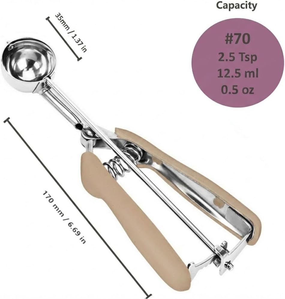 Ice Cream Scoop, 18/8 Stainless Steel Cookie Scoop, Cookie Scoops for Baking, 2 Tbsp/ 30 ml/ 1 oz Cookie Dough Scoop, Ice Cream Scooper with Trigger Release, Cookie Scooper for Baking