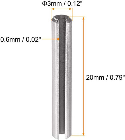 uxcell Slotted Spring Pin - M4 x 30mm 304 Stainless Steel Split Spring Roll Dowel Pins Plain Finish 20Pcs