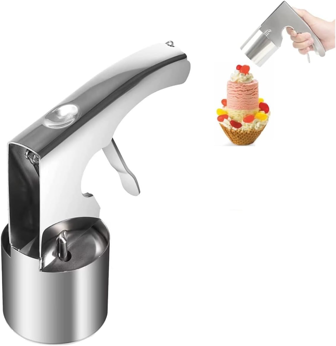 4 Oz Portion Scoop Ice Cream Disher with Trigger Release, Stainless Steel Cookie Scoops for Portion Control, Scoop Cookie Dough, Cupcake Batter; Half Cup Scoops for Baking