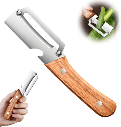 Multi-Functional Vegetable Peeler For The Kitchen, Stainless Steel Peeler With Wooden Handle And Bottle Opener, Kitchen Tool For Vegetables Or Fruits That Need To Be Peeled (1PCS)