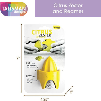 Talisman Designs Citrus Zester & Reamer | Orange Lemon & Lime Zester | BPA Free Kitchen | Functional Kitchen, Zesting Tool | Plastic & Stainless Steel