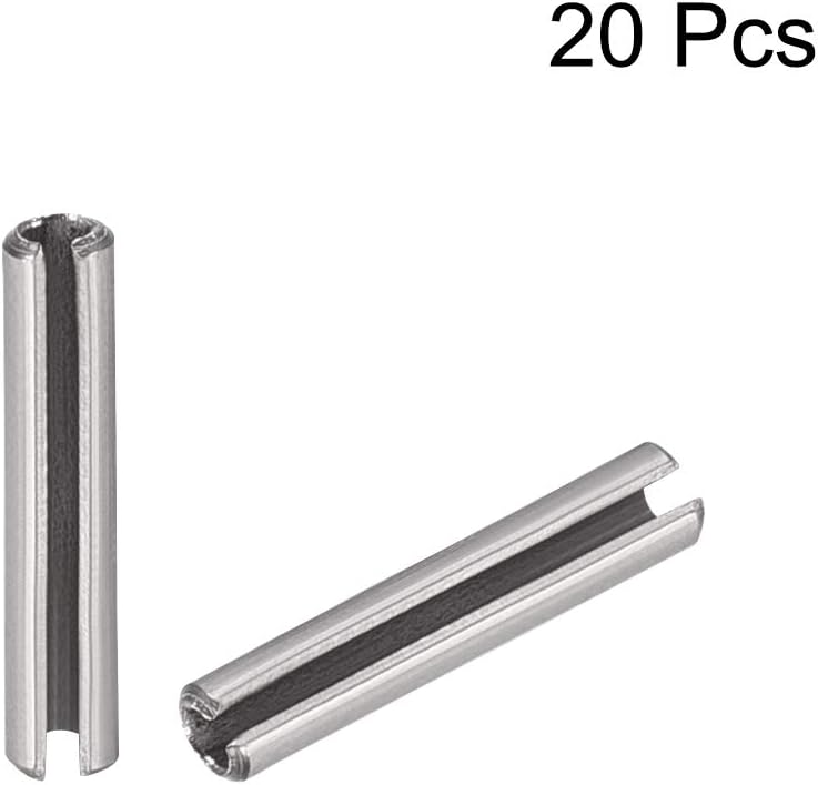uxcell Slotted Spring Pin - M4 x 30mm 304 Stainless Steel Split Spring Roll Dowel Pins Plain Finish 20Pcs