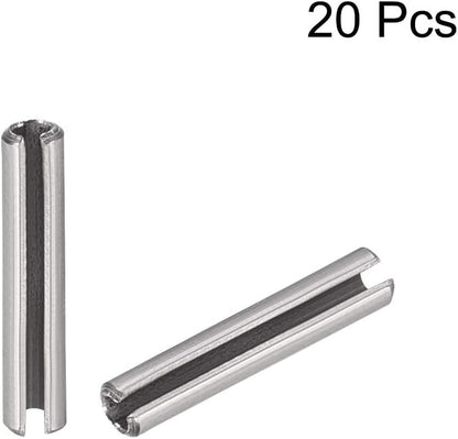 uxcell Slotted Spring Pin - M4 x 30mm 304 Stainless Steel Split Spring Roll Dowel Pins Plain Finish 20Pcs