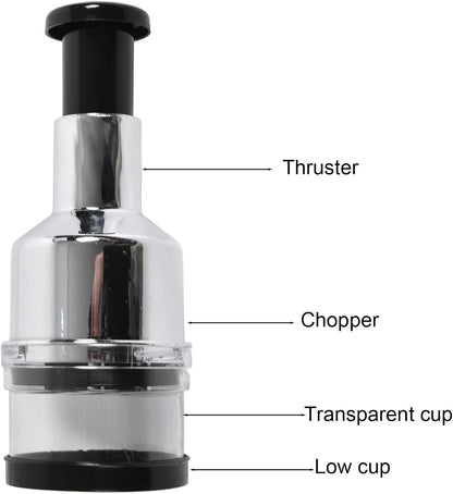 Manual Food Chopper Stainless Steel Vegetable Cutter for Onions Garlic Nuts Salads Hand Operated Kitchen Prep Tool