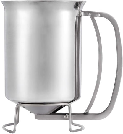 800ml Stainless Steel Pancake Batter Dispenser - Great for Baking,Cupcakes,Muffins-Cooking Crepes,Waffles- Easyflow Spout -Measuring Gauge in Mls and cups