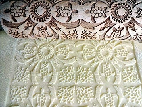 Embossing Rolling Pin SHELLS. Dough and Clay Roller for Embossed Cookies and Pottery. Cookie and Ceramic Stamp. Backing Gifts for Women by Algis Crafts