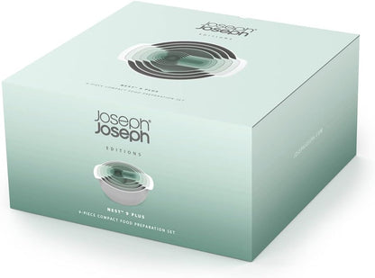Joseph Joseph Nest 9 Plus, 9 Piece Compact Food Preparation Set with Mixing Bowls, Measuring cups, Sieve and Colander, MultiColor