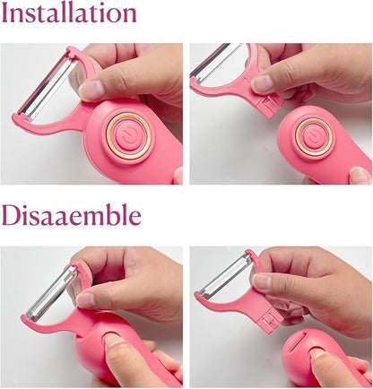 2-in-1 Electric Peeler | Auto Blade for Fruits/Vegetables | 2 Interchangeable Blades | 2*AAA | Kitchen, Travel, Camping