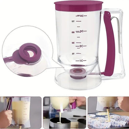 Batter Dispenser With Measuring Scale 900ml Capacity Leak Proof Design For Baking Pancake Muffin Cupcake Easy To Use Kitchen Baking Tool Baking Supplies for Griddle（Red）