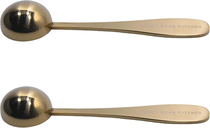 Honey Bear Kitchen 5 ml Teaspoon Measuring Scoop Spoons, Polished Stainless Steel, Set of 2