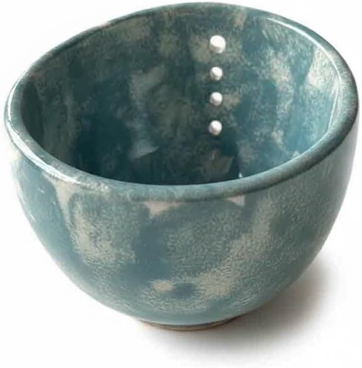 Herb Stripper Bowl, Herb Stripping Bowl with Multiple Hole Sizes to Separate Leaves from Stems (Blue)