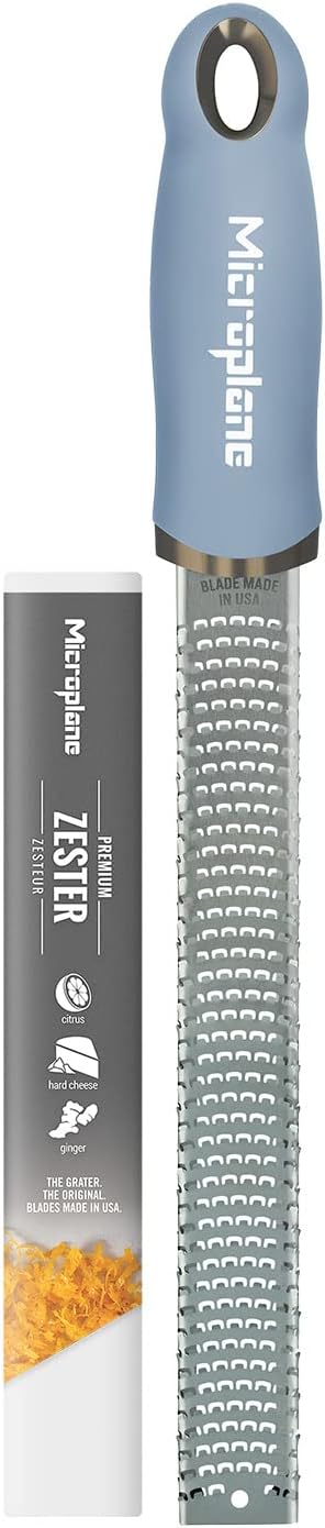 Premium Classic Series Zester - Pomegranate Red | Lemon Zester tool, Hard Cheese & Vegetable Grater | For Citrus, Parmesan Cheese, Garlic, Ginger, Nutmeg | Fine Stainless Steel Blade, Made in USA