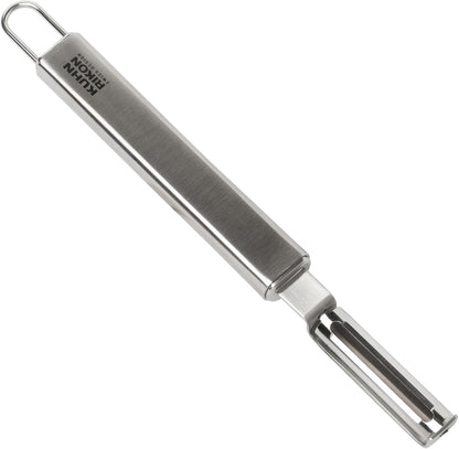 Kuhn Rikon Essential Swivel Peeler – Stainless Steel Swivel Blade for Effortless Fruit & Vegetable Peeling – Tip for Spot Removal