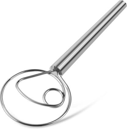 TEEVEA Danish Dough Whisk Stainless Steel for Sourdough Pizza and Bread Baking