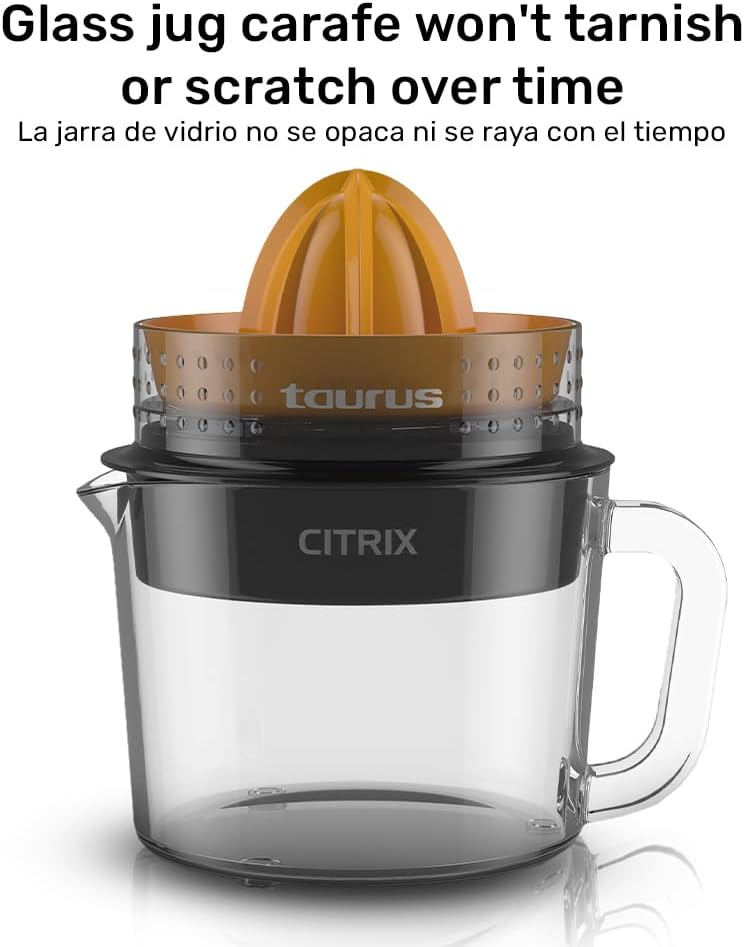 Citrus Juicer with 2 Interchangeable Cones, Premium Glass Container, Easy-to-Clean, Compact Design, Perfect for Limes, Oranges, and Lemons - Durable, Hygienic, and Versatile for Everyday Use