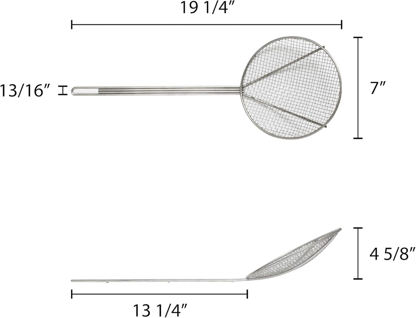 TrueCraftware- 6-Inch Round Wire Skimmer 13" Handle Length Nickel Plated - Kitchen Utensil Food Strainer Skimmer Spoon for Cooking Sieve Sifters Rice Quinoa Pasta Fruits Vegetables etc.