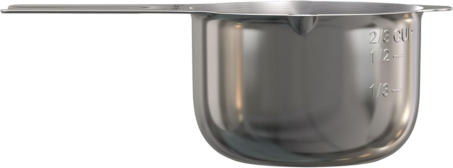 Color Up 2 Cup Measuring Cup, 480ml Stainless Steel Metal, Easy-Pour Spouts, Engraved Markings, Flat Base, Dishwasher Safe, for Dry and Liquid Ingredients