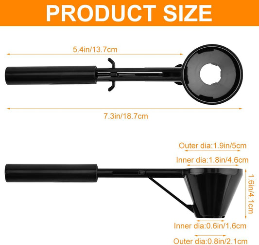 2 Pcs Coffee Scoop with Funnel for Refillable Coffee Pods, Sliding Bottom Measuring Spoon for Ground Coffee, Protein Powder, Tea, Water Bottles