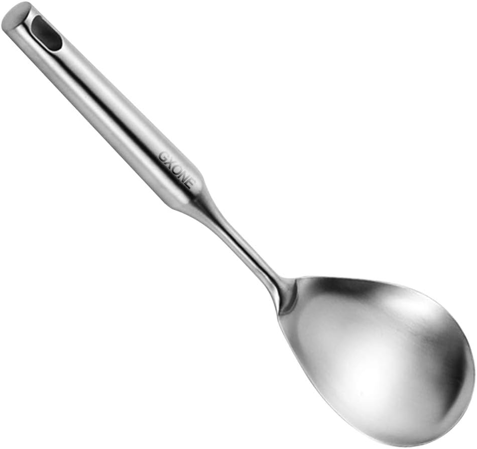 Slotted Spoon,304 Stainless Steel Skimmer Spoon with Heat Resistant Wooden Handle,Silver/15.8Inch