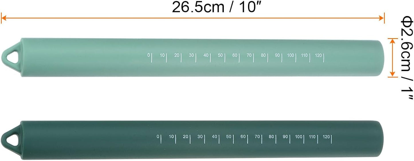 HARFINGTON Silicone Rolling Pin 10" Silicone Surface Non-Stick Stainless Steel Inner Core Dough Roller Kitchen Roller for Baking Pastry Pizza Fondant Bread, Green