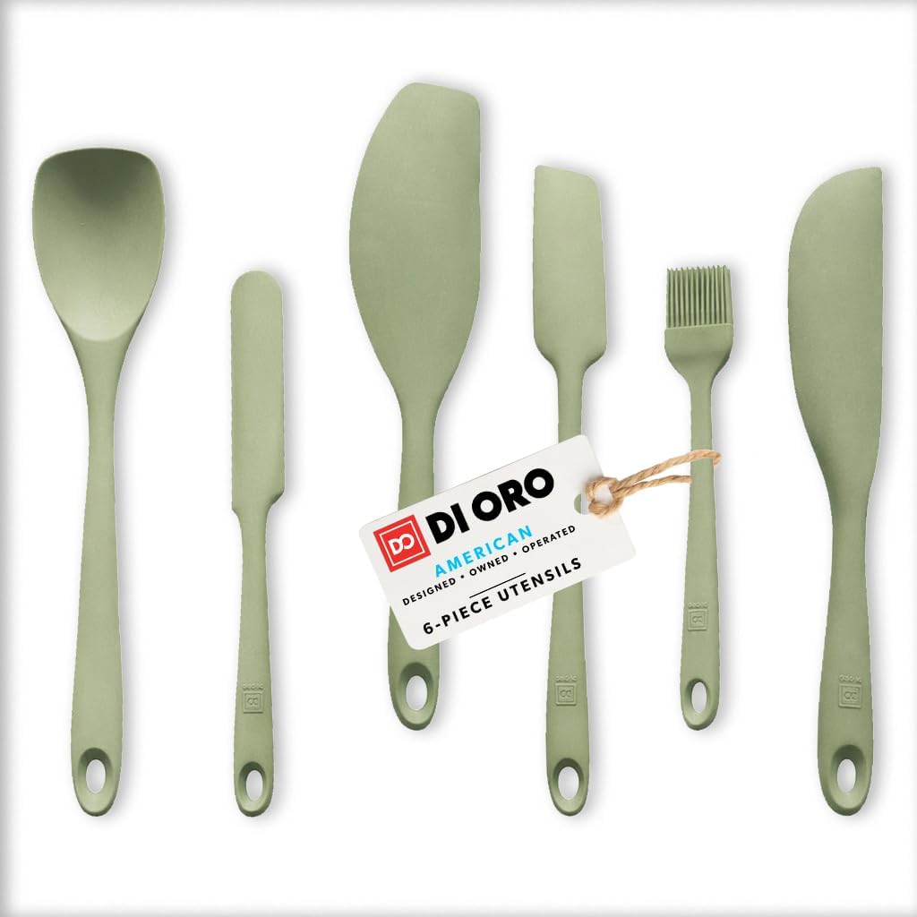 All New DI ORO 6-Piece Silicone Spatula Set - Rubber Kitchen Utensils for Baking, Cooking & Mixing - Heat-Resistant 600°F BPA Free Spatulas for Nonstick Cookware - Dishwasher Safe (Black)