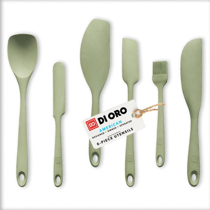 All New DI ORO 6-Piece Silicone Spatula Set - Rubber Kitchen Utensils for Baking, Cooking & Mixing - Heat-Resistant 600°F BPA Free Spatulas for Nonstick Cookware - Dishwasher Safe (Black)