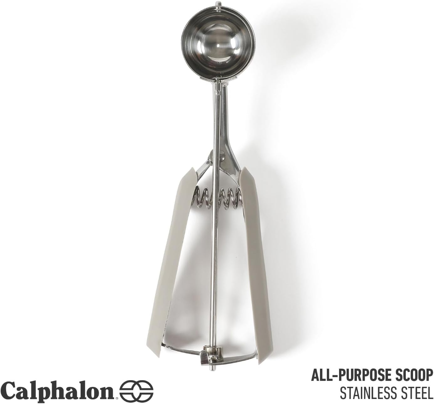 Calphalon Cookie Scoop, Stainless Steel Trigger Scoop for Cookie Dough, Ice Cream & Batter, Portion Control Kitchen Scoop with Release Mechanism, Taupe