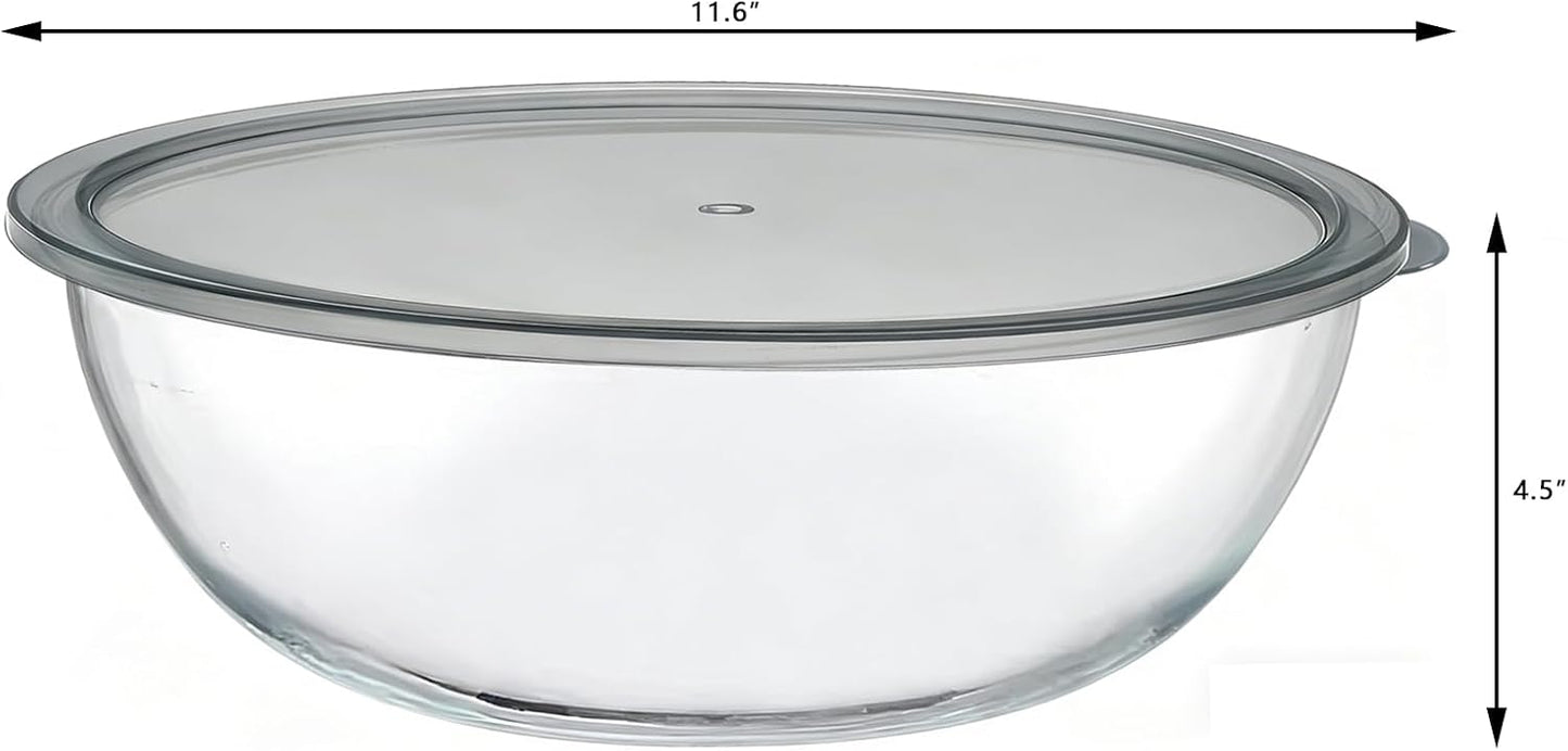6.3 Quart Large Glass Bowl for Bread Making-Glass Mixing Bowl for Sourdough Bread with Lid, Clear Breads Proofing Bowl with Covers, Ideal for Kitchen, Storage