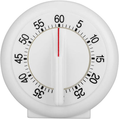 Kitchen Timer Manual, 60 Minutes Round Shape Timer Cooking Ring Mechanical Counter Alarm Clock Wind Up Timers Home Egg Baking Steaming Visual Countdown Teacher Exercising Meeting White