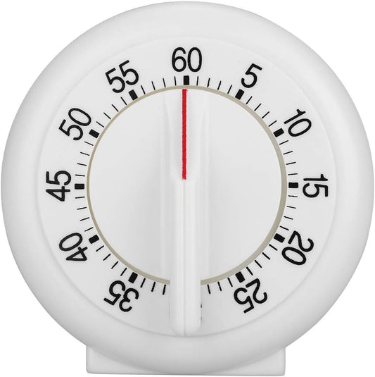 Kitchen Timer Manual, 60 Minutes Round Shape Timer Cooking Ring Mechanical Counter Alarm Clock Wind Up Timers Home Egg Baking Steaming Visual Countdown Teacher Exercising Meeting White