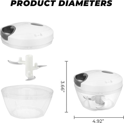 Manual Vegetable Chopper Pull String Food Chopper Sharp Blades Garlic Mincer with Container Onion Cutter for Chili Meat Nuts Herb