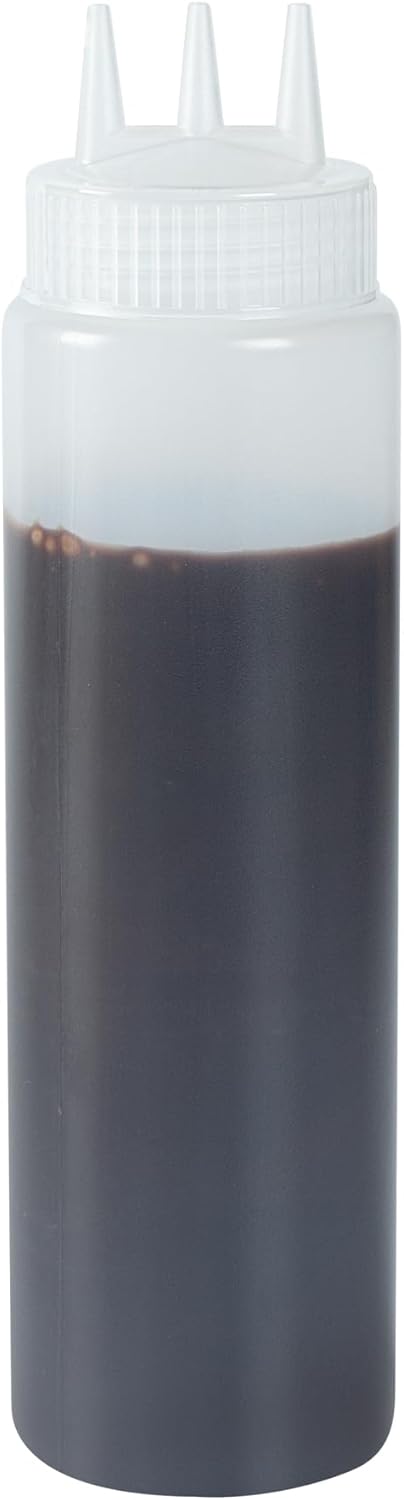 Restaurantware Plastic Squeeze Bottle 20 oz Refillable Condiment Bottle Large Valve Dishwashable Yellow Inverted Sauce Dispenser For Thick Condiments, Dressings, Batter, Sour Cream, And Syrups
