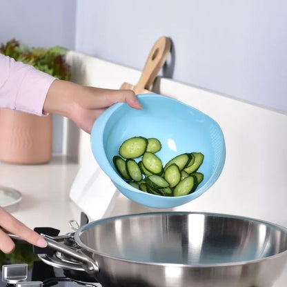 Rice Sieve Plastic Colander Kitchen Drain Basket with Handles Rice Bowl Strainer Strainer Basket Sink Drain Kitchen Tools (green)