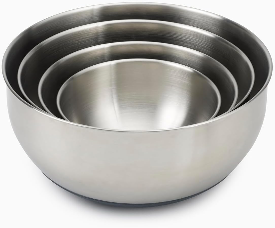 Joseph Joseph Prep&Store- Stainless Steel Mixing Nest Bowls with Lids, 8 piece Metal Bowl food Storage Set, Stainless Steel