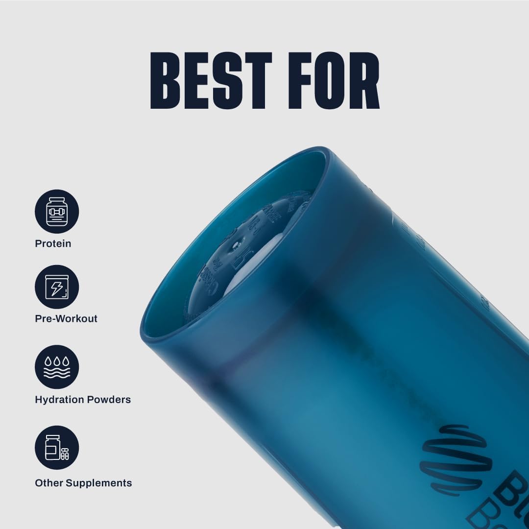 BlenderBottle Classic V2 Shaker Bottle Perfect for Protein Shakes and Pre Workout, 28-Ounce, Clear/Black