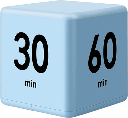 Feilifan Cube Timer, Productivity Cube Rotating Timer for Kitchen Studying Workout Classroom Kids ADHD 1-3-5-10 Minute Preset, White
