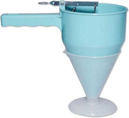 ABS Batter Dispenser Funnel with Plunger for Pancakes, Waffles, Cupcakes, Muffins, Crepes, Takoyaki Balls and Chocolate, Precise Baking Tool for Home Kitchens and Bakeries, Dishwasher Safe, White(A)