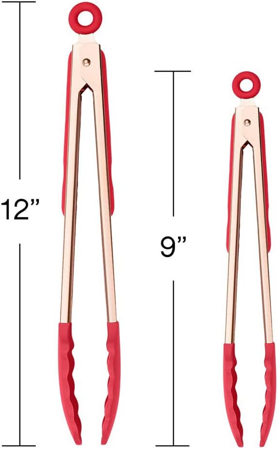 COOK WITH COLOR Stainless Steel Silicone Tipped Kitchen & BBQ Tongs Set, 3 Pc Utensils, Grey