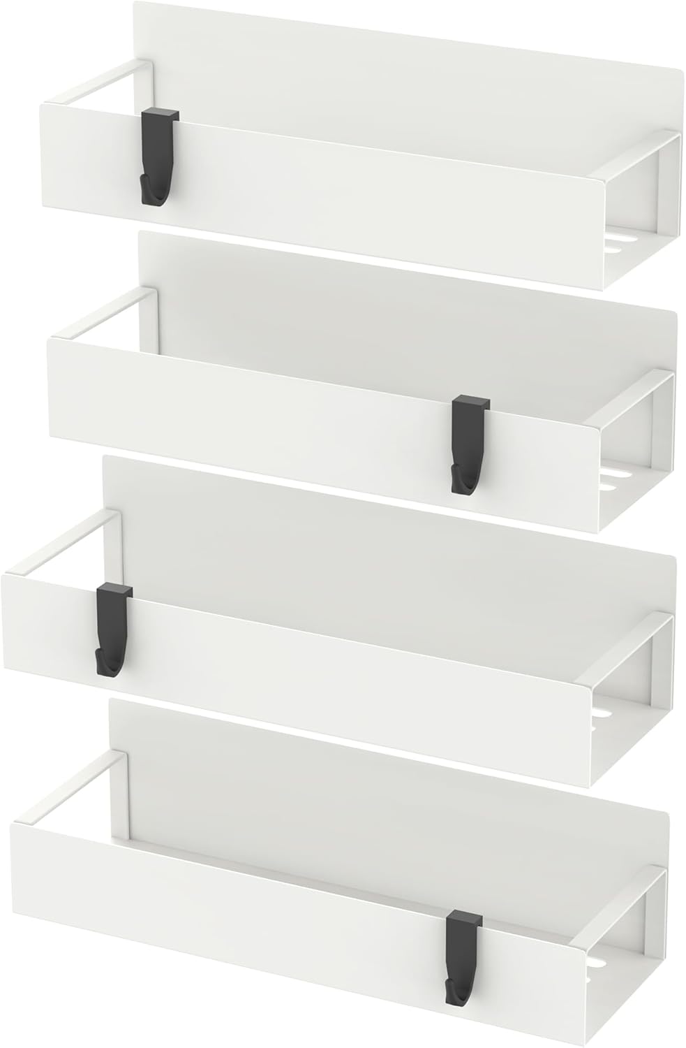 HuggieGems Metal 4 Pack Magnetic Spice Storage Rack Organizer for Refrigerator and Oven, Black Fridge Organizers and Storage, Metal
