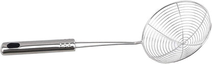 Generic Strainer Skimmer Ladle Stainless Steel Wire Skimmer Spoon Ergonomic Handle and Spider Mesh Filter with Handle for Kitchen Frying Food, Pasta, Spaghetti, Noodle Professional Design