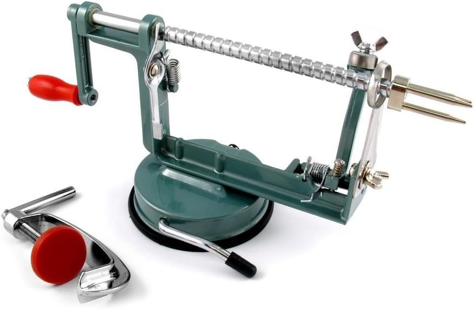 Norpro Apple Master-Apple, Potato, Parer, Slicer & Corer with Vacuum Base & Clamp,Red
