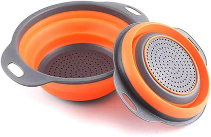 Collapsible Colanders with Handles, Food-Grade Silicone Kitchen Strainer Space-Saving Design For Pasta, Red
