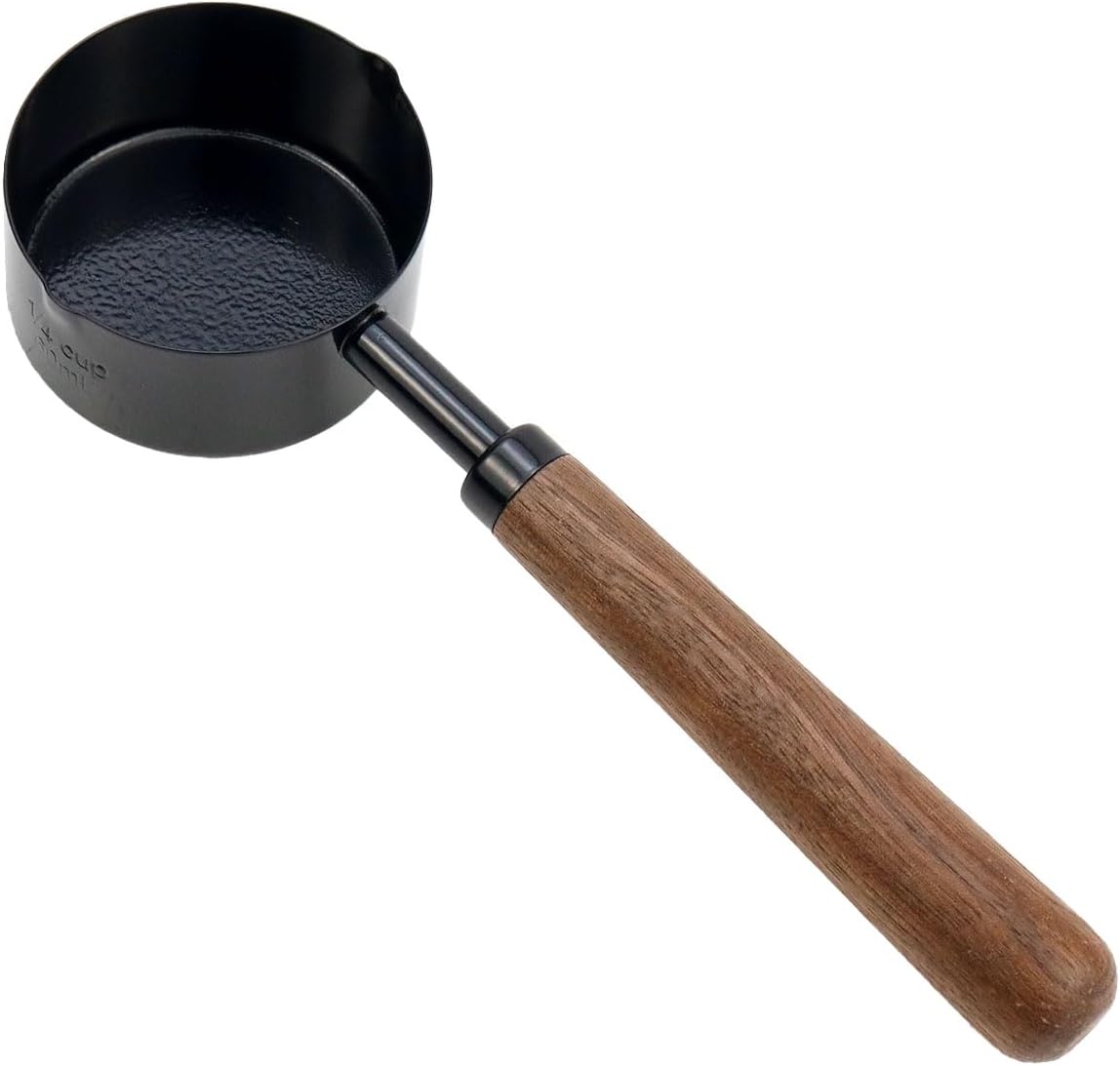 1pcs 1/3 Cup Measuring Cup with Wooden Handle Stainless Steel Measuring Scoop 80ml Measuring Spoon Black 1/3 Measuring Cups for Baking Cooking Wet and Dry Ingredients (80ml)